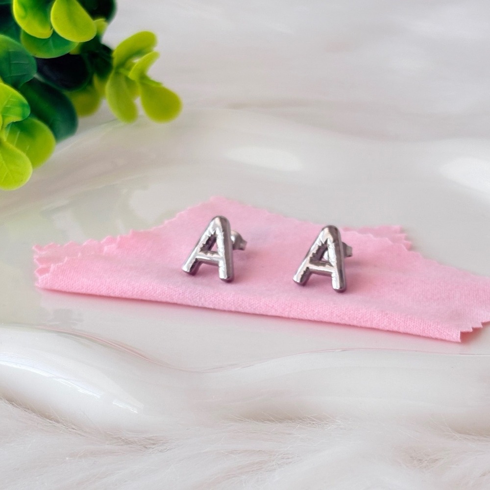Silver Bubble Letter A Stud
Earrings Stainless Steel